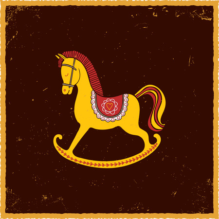 Rocking horse on brown background.のイラスト素材