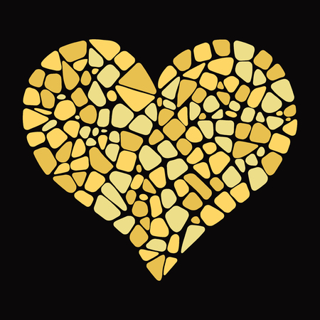 Mosaic heart illustration on black background.Mosaic heart icon. Isolated Mosaic heart . Mosaic design element for greeting cards, invitations, postersのイラスト素材