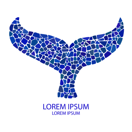 Mosaic Whale tale. Mosaic illustration with whale tale. Blue mosaic whale tale.のイラスト素材