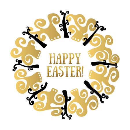 Happy Easter vector illustration. Round isolated design element.のイラスト素材