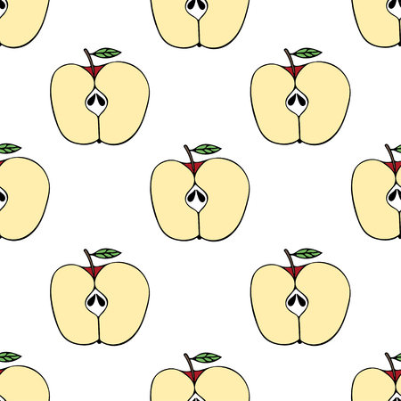Seamless pattern with apples.  Design element for fabric, textile, wrapping paper, food package, kitchen design.のイラスト素材