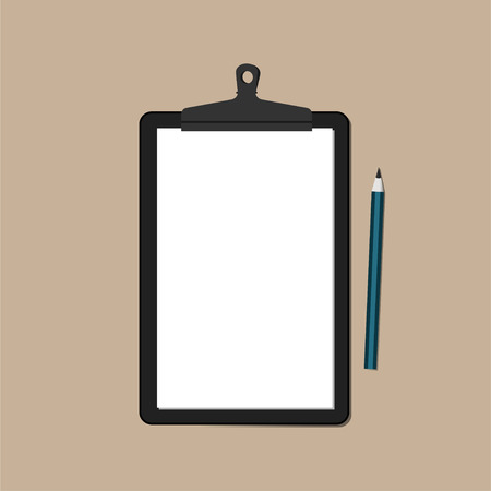 Black clipboard with blank page and pencil for notice.のイラスト素材