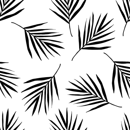 Seamless pattern with palm leaves on white background. Design element for wrapping paper, textile, fabric, wallpaper.のイラスト素材