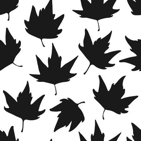 Seamless pattern with maple leaves on white background.のイラスト素材