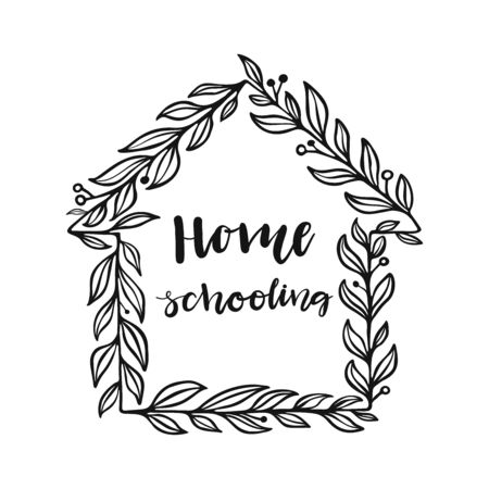 Homeschooling hand drawn  lettering.のイラスト素材