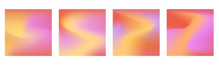 Social media post template banner modern blurred gradient overflow waves. Pink, yellow overlay design. Abstract Vibrant Texture Wallpaper.のイラスト素材