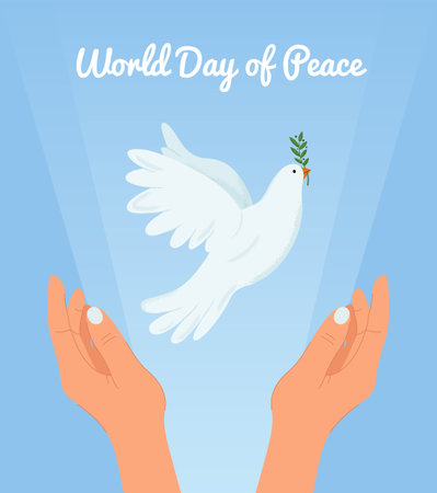 International Day of Peace concept poster flat illustrationのイラスト素材