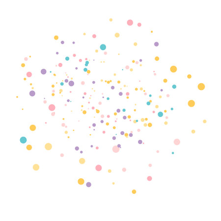 Multicolored festive confetti on a white background. Round particles carnival decorations for postcard, poster, invitation. vector illustrationのイラスト素材