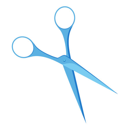 Open blue scissors for cutting hair.のイラスト素材