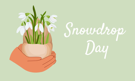 Snowdrop Day design concept light green color backgroundのイラスト素材
