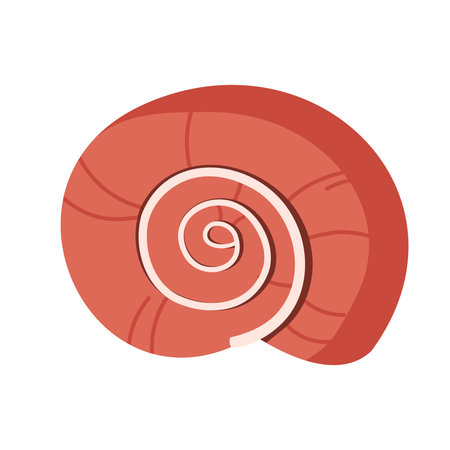 Red swirled sea shell clam underwater icon on white backgroundのイラスト素材