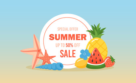 Summer sale discount banner, season shoppingのイラスト素材