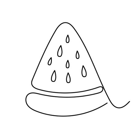 Watermelon tropical fruit or berry slice illustration line art styleのイラスト素材