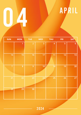 Planner vertical page on April 2024 year template of 3d gradient designのイラスト素材