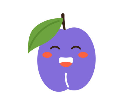Happy plum cute characterのイラスト素材