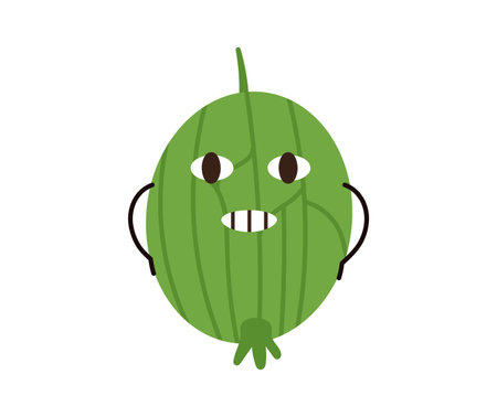 Green gooseberry cute charactererのイラスト素材