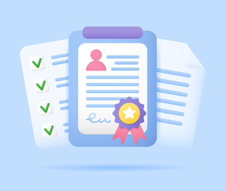 Check list document done checkmark, Winner medal iconのイラスト素材