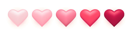 3D realistic hearts collection in pink, magenta colorsのイラスト素材