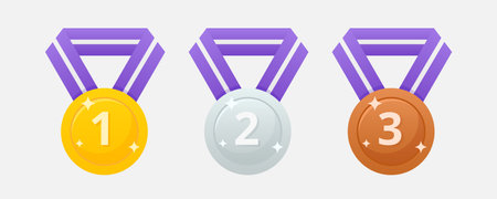 Gold, silver and bronze metal medals seのイラスト素材