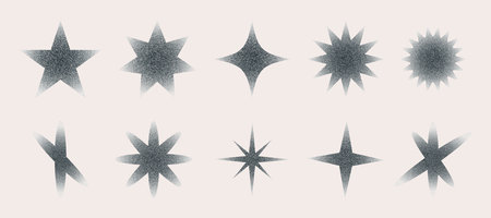 Stars shape black dot grain texture setのイラスト素材