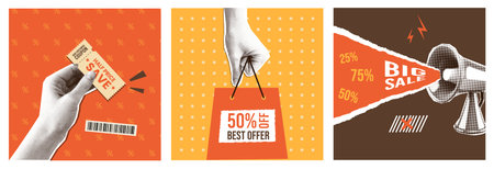 Retro Collage Pop art Sale posters