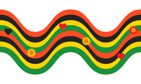 Juneteenth Pan-African Wave stripes element. Independence day nation sign printのイラスト素材