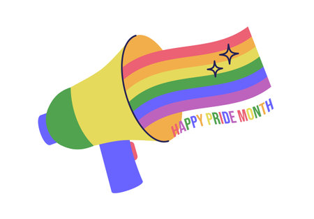 Megaphone with meaning of rainbow LGBTQ flagのイラスト素材