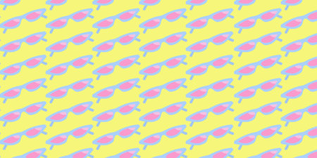 Seamless Pattern with Neon Sunglasses on yellow Background