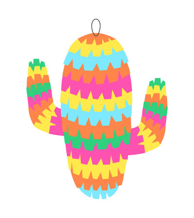 Cactus shaped pinata toy with sweets vector iconのイラスト素材
