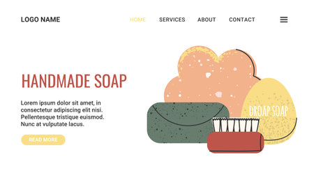 Handmade Natural Soap Bars Web Bannerのイラスト素材
