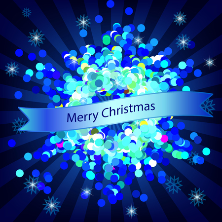 Christmas Greeting Card with Snowflake of multicolored confetti. Elegant Winter Design of banner or poster. Vector illustrationのイラスト素材