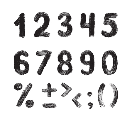Brush texture black numbers illustrationのイラスト素材