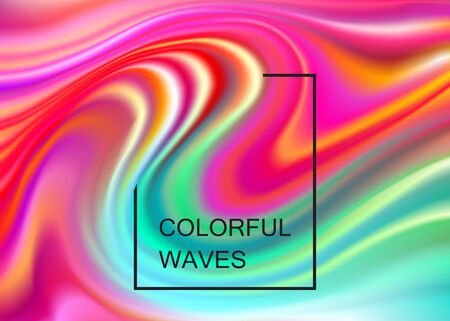 Modern colorful flow waves background with soft lines. Bright liquid design in rainbow colors. Smooth gradient template for poster, banner, cover. Vector illustration.のイラスト素材