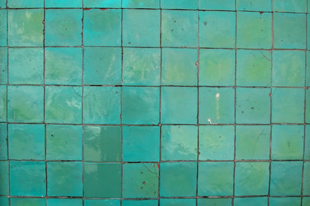 Green ceramic tile wall texture. Abstract background and texture for design.の写真素材
