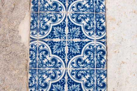 Detail of a typical portuguese azulejo tile.の写真素材