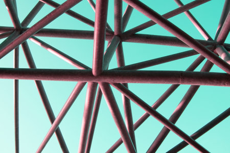abstract background with a pink wire in the shape of a networkの写真素材