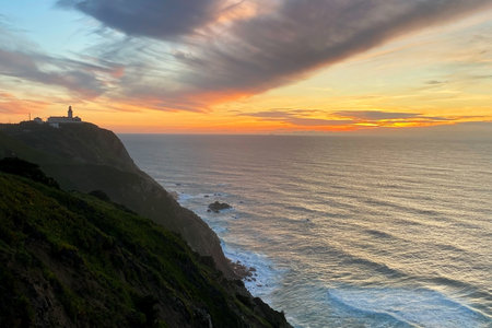 Sunset at Cabo da Roca, Portugalの写真素材