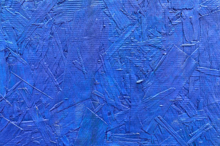 Blue abstract acrylic painting on canvas texture. Fragment of artwork.の写真素材