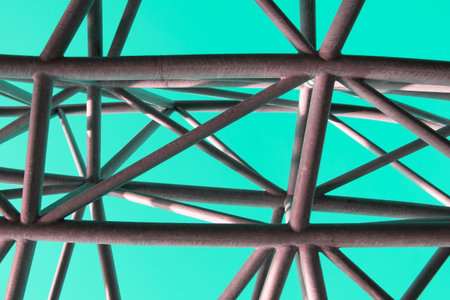 Abstract chaotic wireframe structure. Futuristic background.の写真素材