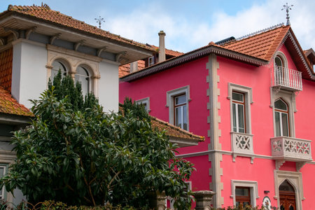Colorful facades of houses in the old town of Sintraの写真素材