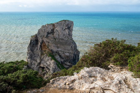 View of the rocky coast of the Seaの写真素材
