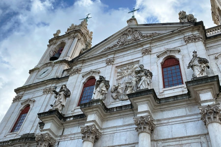Facade of the Church of St. Francis of Assisi in Lisbon, Portugalの写真素材