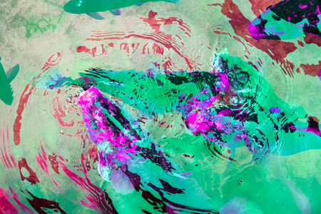 Colorful abstract background of water surface with waves and ripples.の写真素材