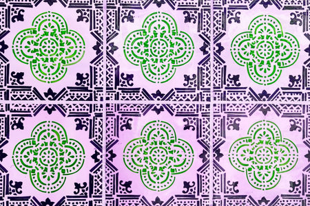 Background of Thai style fabric pattern with floral ornament,Thailand.