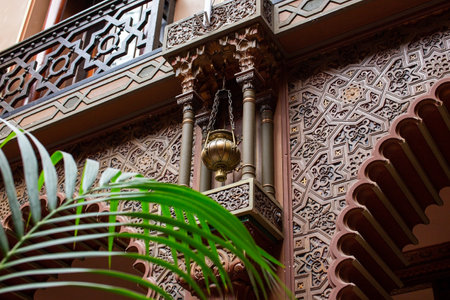 Details of the interior of the Sultan Qaboos Grand Mosque in Cairo, Egyptの写真素材