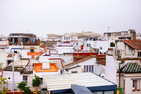 View of the roofs of the old city of Seville, Andalusia, Spainの写真素材