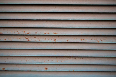 close up of corrugated iron sheet texture background, selective focus