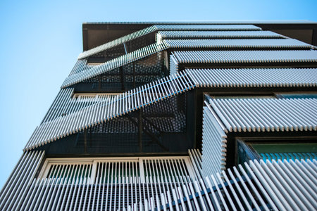 Detail of the facade of a modern residential building in Rotterdam