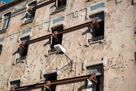 Detail of the facade of an old building in Rome, Italy