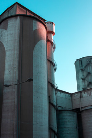 Industrial silos for the storage of food products and flour.の写真素材